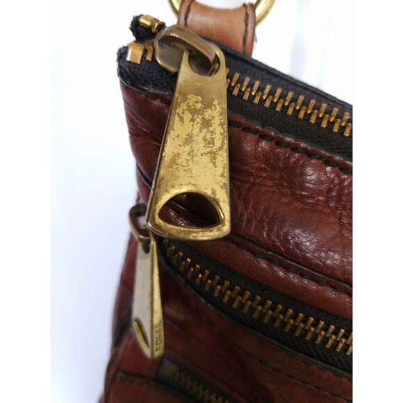 Fossil Brown Leather Crossbody Bag - Picture 10 of 12